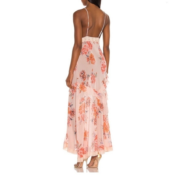 Free People Stay Awhile Maxi Dress in Peach Combo Size Medium - Picture 7 of 9